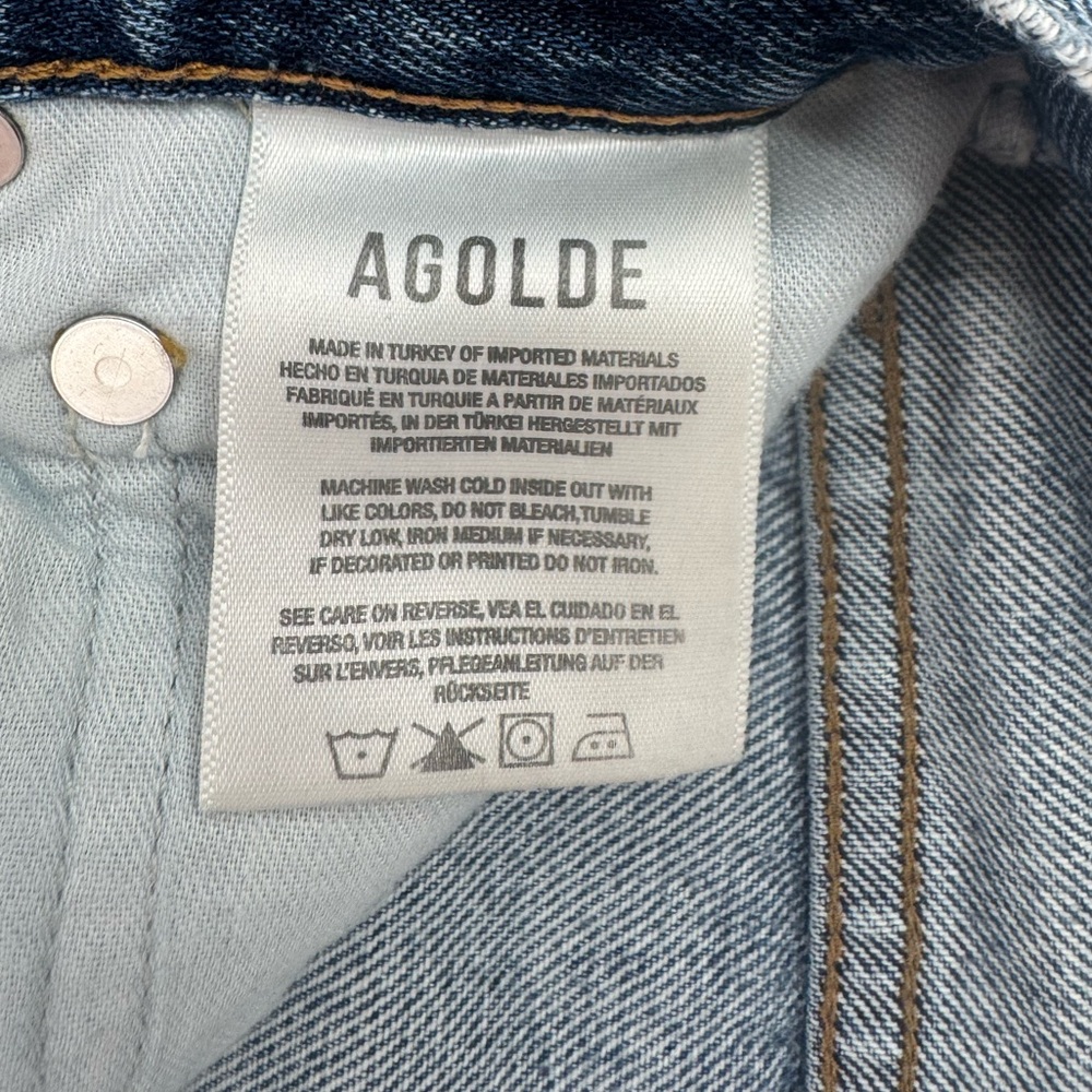 AGOLDE 90's Pinch Waist High Rise Straight Jeans in Navigate Size 24 Button Fly - Picture 14 of 16